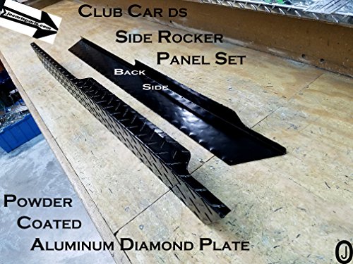 Club Car Ds Golf Cart Black Powder Coat Aluminum Diamond Plate Full Side Panels - Thumbnail 2