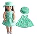 Dovewill 2pcs Fancy Clothes Outfit for 18inch American Girl My Life Zapf Baby Born Dolls Floral Dress Hat Set Green