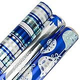 JAM Paper® Wrapping Paper - Premium Foil Gift Wrap - 75 Sq Ft - Frosted Holidays Set - 3/Pack