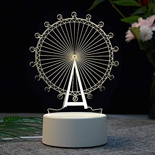 pomelogreem 3d night light,3d touch table lamp, led night light@Ferris wheel,Decor Lamp with Remote Control