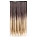 S-noilite Dip Dye Clip in Hair Extensions Ombre Two Color Long Thick Curly Wavy Straight 3/4 Full Head Synthetic Hairpiece Japanese Kanekalon Fiber Trendy Fashion (Dark Brown to Ash Blonde)