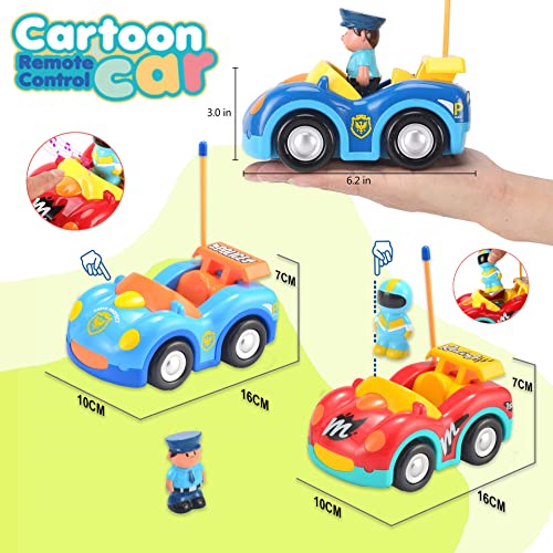 Toddler Remote Control Cars Pack of 2 Cartoon Police and Race Car RC