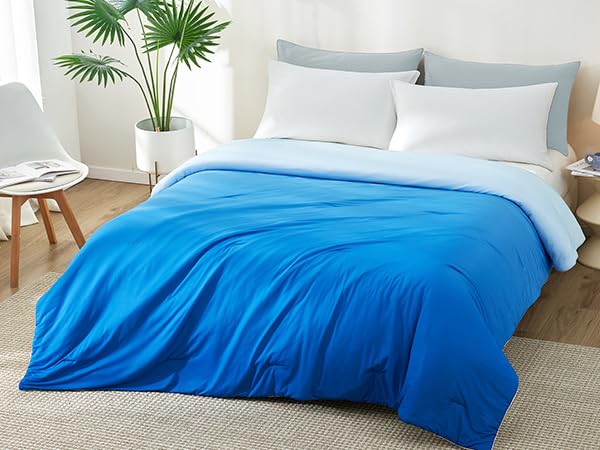 Elegear Cooling Comforter King Absorbs Body Heat to Keep Cool, Double-Sided Cooling Blanket for Hot Sleepers Arc-Chill Cool Fabric Q-Max>0.5, Lightweight Summer Comforter Cold Blanket, deep blue