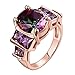 Swarovski Gemstone Emerald Cut Personalized Amethyst Fashion Rings for Women - Rose Gold