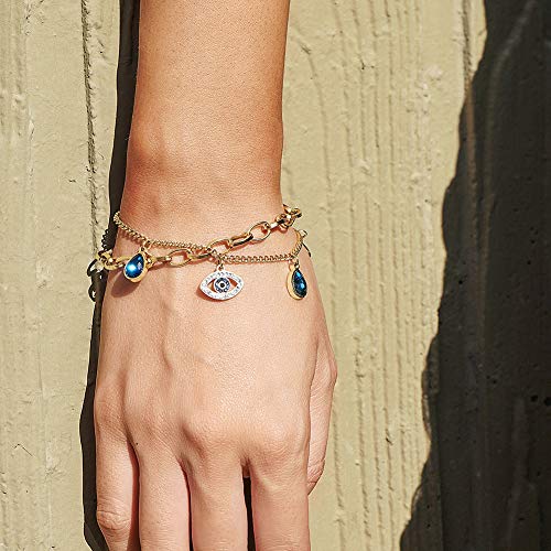 CIUNOFOR Evil Eye Charm Bracelet Gold 