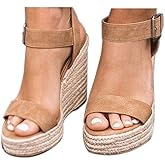 VICKI·VICKI Wedges for Women Platform Sandals Wedge Heels for Sandals Comfortable Summer Espadrille Shoes Ankle Strap&Open Toe