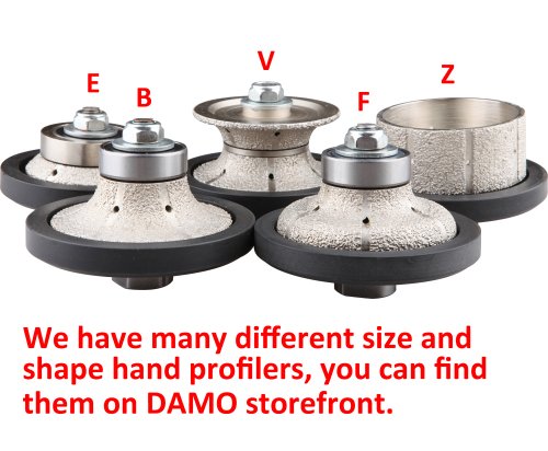 DAMO 3/16 inch Demi Bullnose Half Bullnose Roundover Medium Diamond Hand Profiler Router Bit Profile Wheel with 5/8-11 Thread for Granite Concrete Marble Countertop Edge - Thumbnail 2