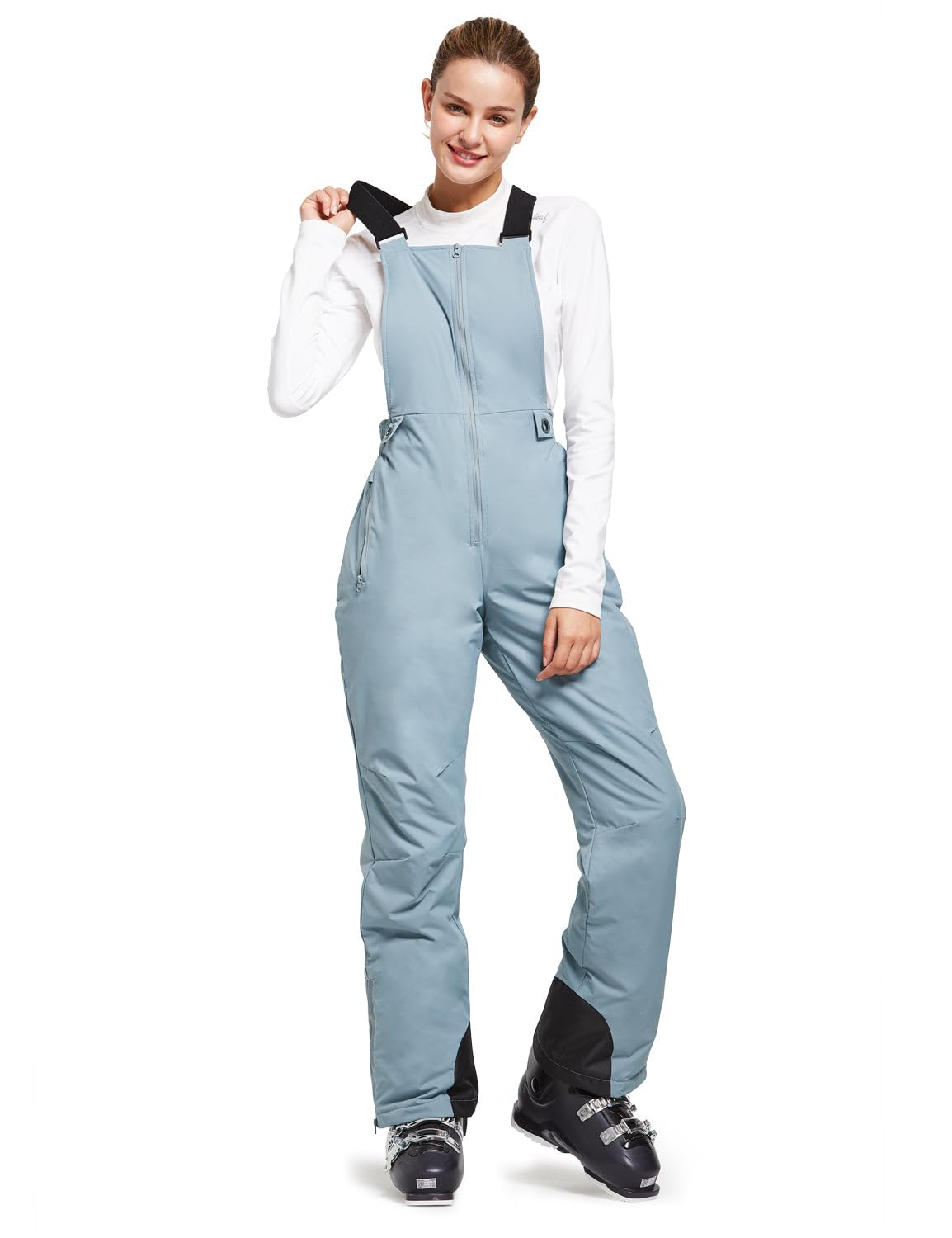 Photo 1 of BALEAF Women's Skiing Pants Insulated Ski Bib Waterproof Snow Overalls Windproof Snowboarding Pant Grey Size S