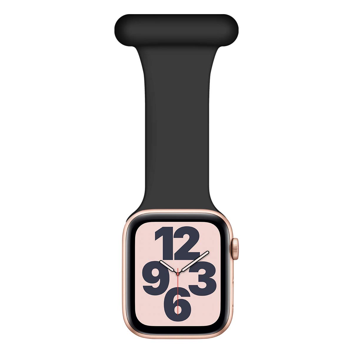 Wepro Strap Compatible with Apple Watch Strap 41mm 40mm 38mm, Infection Control Design Silicone Pin Fob for Nurses Midwive Doctor Healthcare Hiker, for iWatch Series SE/10/9/8/7/6/5/4, Black(NO WATCH)