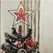 Blissun 12-Inch Red Star Treetop, 15 Multi-Color Light Christmas Tree Topper, Twinkle Star Treetop Christmas Decoration