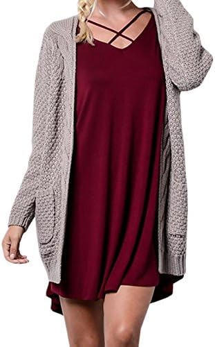 HIKARE Women's Oversized Long Sleeve Open Front Chunky Cable Knit Sweater Cardigans with Pockets,Coffee,X-Large