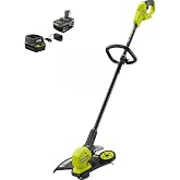 RYOBI ONE+ 18V 13 in. Cordless Battery String Trimmer/Edger with 4.0 Ah Battery and Charger Green