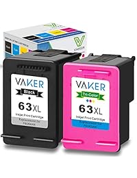 Vaker - Cartucho de tinta remanufacturado de repuesto para HP 63XL 63 XL utilizado en HP Envy 4520 4516 Officejet 5255 5258 4650 3830 3833 DeskJet 1112 3632 2130 2132 impresora (1 negro, 1 Tri-Color)