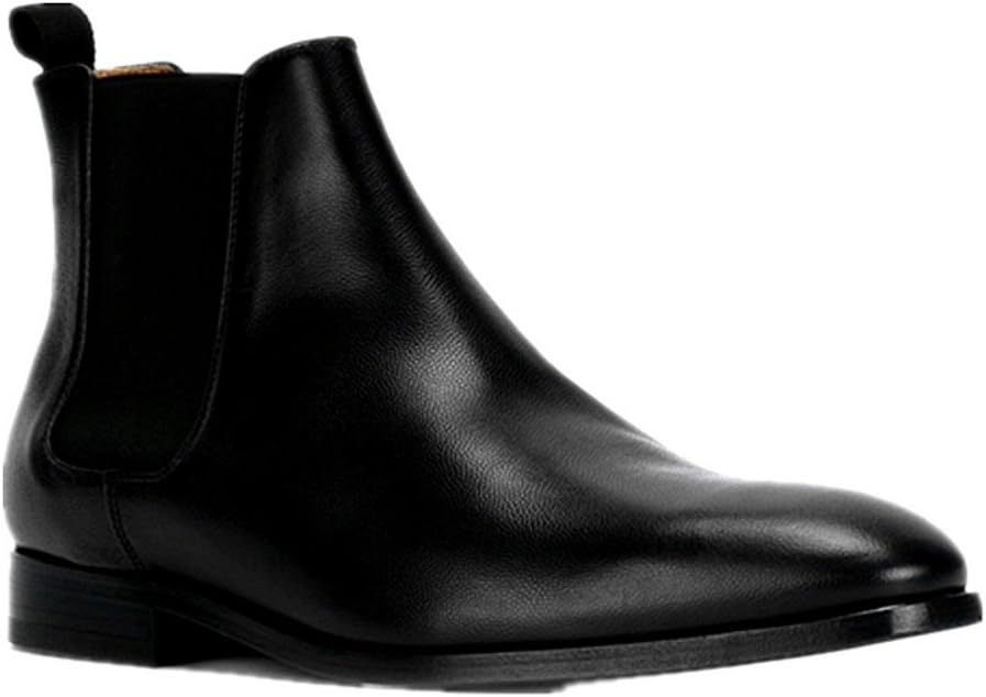 jinfu Chelsea Boots Mens Leather Pointed Toe Casual Dress Boots Ankle Boots Formal Shoes