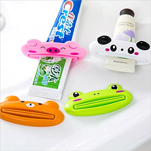Toothpaste Squeezer,Tube Squeezer Dispenser,Toothpaste Holder Rolling Bathroom Extract,Toothpaste Tube Squeezer Paint Tube Wringer for Artist, Hair Salon, Painter (4 Pack Animal)