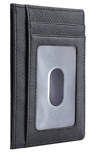 SimpacX Slim Wallet RFID Front Pocket Wallet Minimalist Secure Thin Credit Card Holder (crosshatch black)