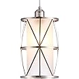 SHENGQINGTOP Modern Brushed Nickel Pendant Light with Frosted Glass, Transitional Metal Pendant Lighting Fixture for Kitchen Island Sink Dining Room Bar, Led Bulb Included