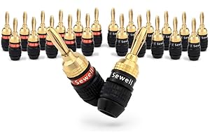 Sewell SW-29863-12 Deadbolt Banana Plugs 12-Pairs by, Gold Plated Speaker Plugs, Quick Connect