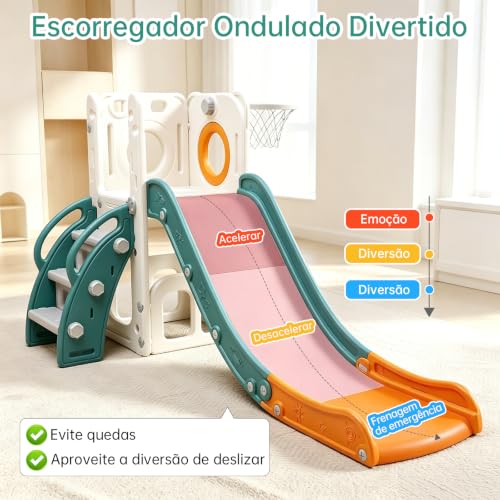 SEXYBIRDS Tobogán para niños pequeños, con Espacio de Almacenamiento y Pasos Antideslizante, Tobogán para Interiores y Exteriores con aro de Baloncesto y telescopio para Parque Trasero Jardín