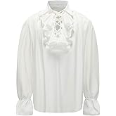 SMIFCAALOR Mens Pirate Shirt Steampunk Victorian Cosplay Shirts Medieval Costume Renaissance Halloween Costume Tops