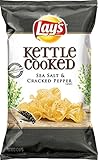 Lay's Kettle Cooked Sea Salt & Cracked Pepper Flavored Potato Chips, 8 Ounce