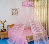 Housweety New Round Sequins Curtain Dome Bed Canopy Netting Mosquito Net (Pink)