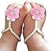 Baby Girl Foot Flower Shoes Barefoot Sandals Pearl Chiffon