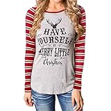 WILLTOO Women Christmas Cotton Long Sleeve Shirt Tops