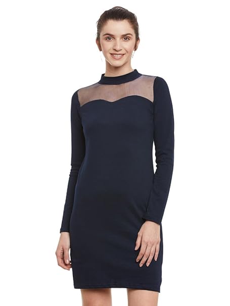 navy and white bodycon dress