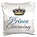 3dRose Prince Charming Royal Blue Cursive Script Text with Gold Crown Potential Part of Funny Couple Gift-Pillow Case, 16 by 16
