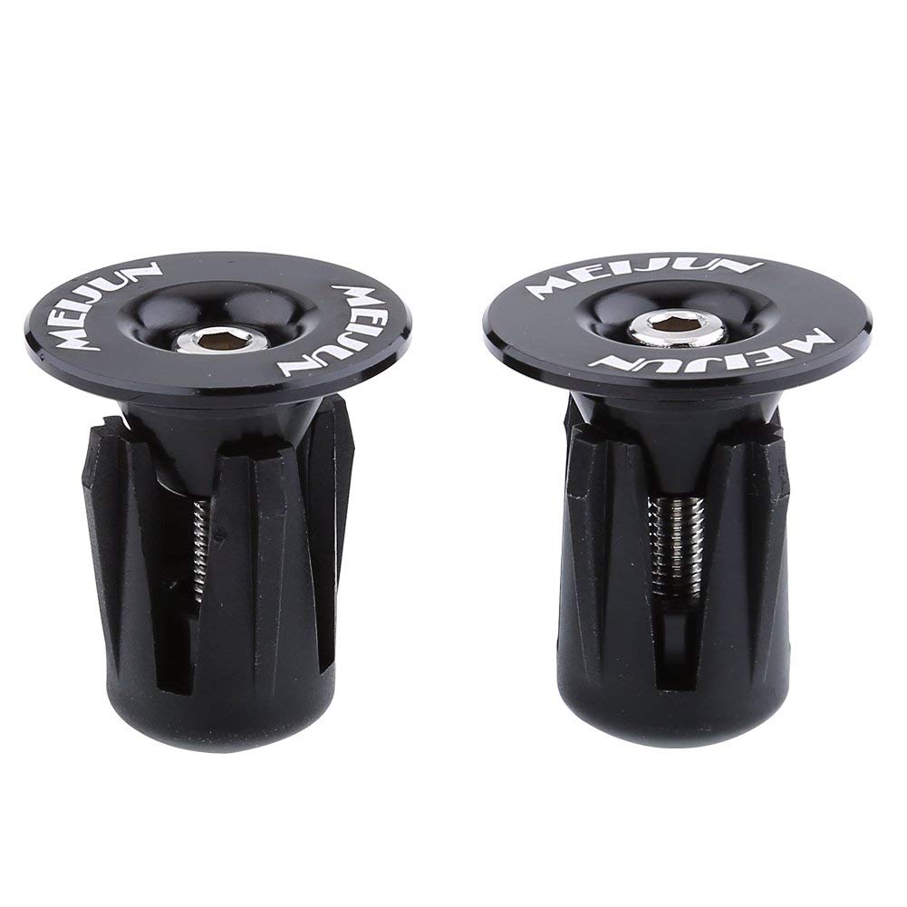 2PCS Bicycle Handlebar Ends Bike Parts Aluminium Alloy MTB Bike Handle Bar Grips Plugs Caps For Bicycle Accessories(Black)