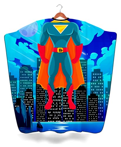 bm barber mood Children's Hairdressing Cape, Original Barbermood Professional Hair Salon Kid Cutting Cape Child, 90 cm x 120 cm, Waterproof, Breathable, Adjustable, Washable, blue,