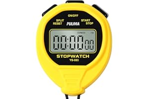 PULIVIA Waterproof Stopwatch Timer Only Stopwatch with ON/OFF, No Bell No Clock No Calendar Mute Basic Operation, Simple Stopwatch for Coaches Sports Running Swimming, Yellow