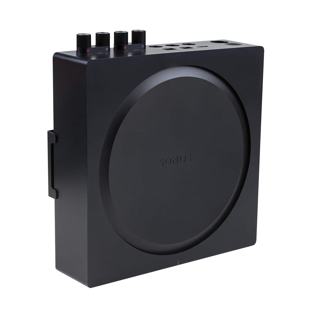 HIDEit Mounts S-Amp Wall Mount for Sonos Amp, Patented in 2021, Designed in the USA - Black Steel Mount for Sonos Wireless Amplifier, Speaker Amp Mounting Bracket