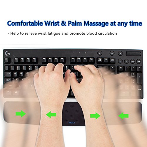 BRILA Memory Foam Mouse & Keyboard Wrist Rest Support Pad Cushion Set for Computer, Laptop, Office Work, PC Gaming - Massage Holes Design - Easy Typing Wrist Pain Reliev (Black Keyboard Wrist Rest)