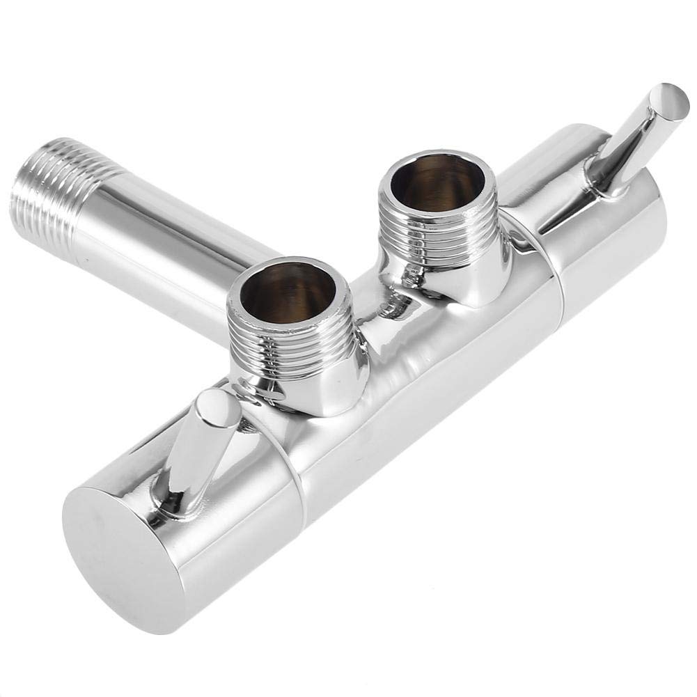 Chrome Plating Wall Mounted Angle Valve Double Outlet Valve Adapter Adjustable Brass Shower Head Faucet Replacement Parts for Bathroom Toilet Basin Sink Faucets