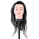 Anself Hairdressing Training Practice Head Long Hair Black Dummy Model Mannequin Cut with Clamp
