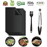 COOFINE Grill Mat Set of 4 Non-Stick BBQ Grill Mats Reusable Easy to Clean with Grilling Accessories