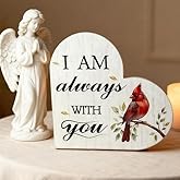 Red Cardinal Memorial Wooden Heart Sign Table Decoration Sympathy Gifts for Loss of Loved One Mother Father Grandmother Sister
