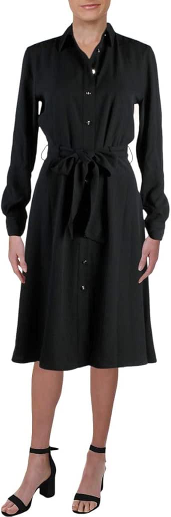 LAUREN RALPH LAUREN Womens Karalynn Button-Down Professional Shirtdress Black 14 at Amazon Women 