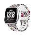 Amawell for Fitbit Versa Band,Silicone Adjustable Replacement Sport Strap Printed Bands with Classic Buckle for Fitbit Versa Fitness Smart Watch (Floral Pattern-5, Small)