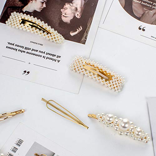CINEEN 12 Stücke Perle Haarspange Künstliche Haarnadeln Haar Snap Clips Haarklammern Haarspangen Zubehör Für Mädchen Damen