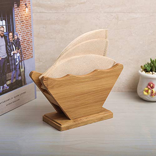 Coffee Filter Holder QBOSO Bamboo Fan Shape Filter Stand,Coffee Filter