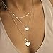 A&C Boho Coin Layered Necklace Sequins Pendant Necklace Jewelry for Women and Girls. Unique Alloy Necklace for Girl. (Gold Color)