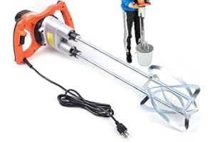 DYRABREST Electric Mortar Mixer,Anti-Slip Handheld Double Paddle Mortar Mixer Dual High Low Gear Speed Paint Cement Grout 1600W 1800W Mixer Stirring Tool for Stirring Plaster Mortar Paint Cement Grout (1800W)