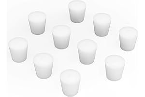 BorinGlass Silicone Rubber Stopper, (10-Pack, Size 5#) Tapered White Silicone Stoppers for Laboratory Sealing