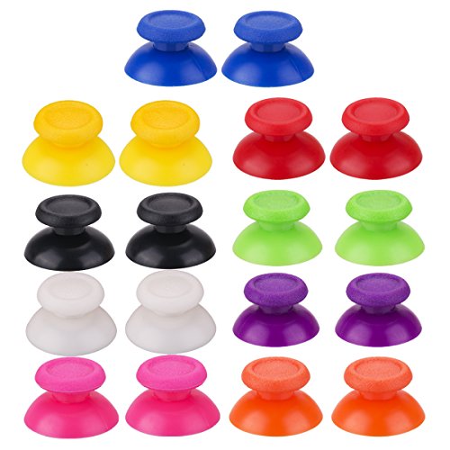 YoRHa 9 x Pair Replacement Original Material Thumbstick Analog Buttons Custom Colourful for DualShock 4 PS4/Slim/PRO Controller Spare Parts Accessories Modded(9 colors)