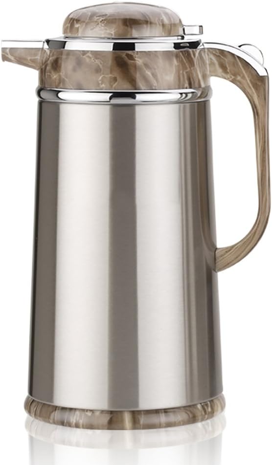 QFFL Creative Wood Grain Insulation Pot/Household Office Kettle/Glass Gall Large Capacity Coffee Pot 1.6L / 1.9L thermos (Color : A, Size : 34cm-1.9L)