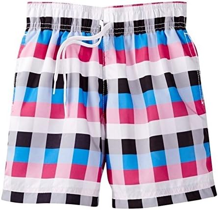 Azul Baby Boys Black Pink Square Print Drawstring Vichi Swim Shorts 24M