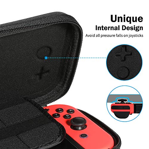 Ultra Slim Carrying Case for Nintendo Switch, VUP Switch Hard Cover Portable Protective Travel Shell for Nintendo Switch Console & Accessories with 8 Game Cartridges - Black - Thumbnail 2